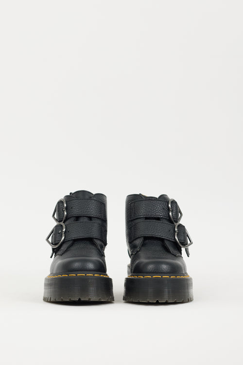 Dr. Martens Black Leather Devon Heart Platform Boot