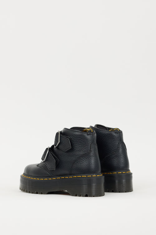 Dr. Martens Black Leather Devon Heart Platform Boot