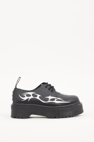 Dr. Martens X Pleasures Black Leather 1461 Platform Derby