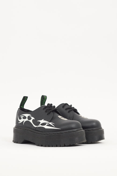 Dr. Martens X Pleasures Black Leather 1461 Platform Derby