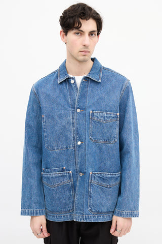 Drake
s Medium Wash Denim Chore Jacket