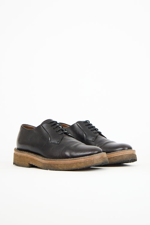 Dries Van Noten Black Leather Crepe Sole Derby