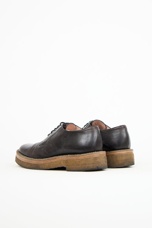 Dries Van Noten Black Leather Crepe Sole Derby