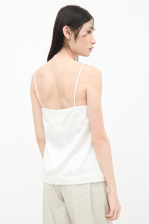 Dries Van Noten White Pleated V-Neck Top