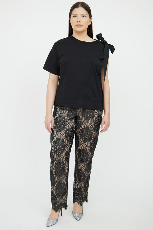 Dries Van Noten Black Cotton Bow Top