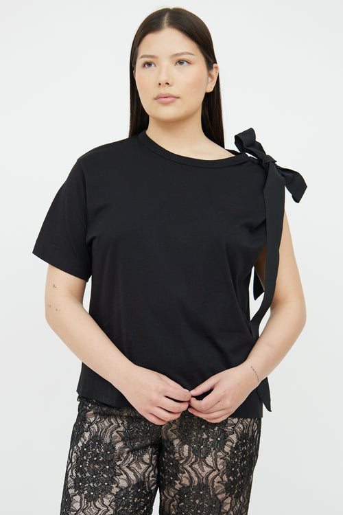 Dries Van Noten Black Cotton Bow Top