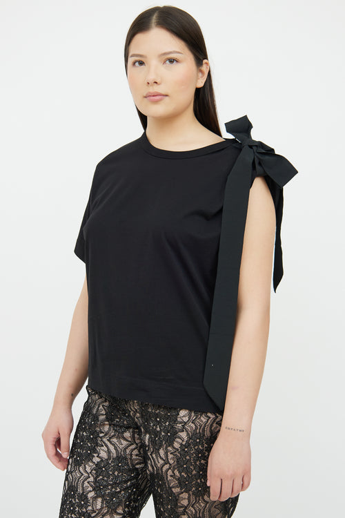 Dries Van Noten Black Cotton Bow Top