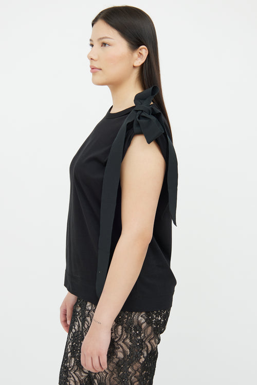 Dries Van Noten Black Cotton Bow Top