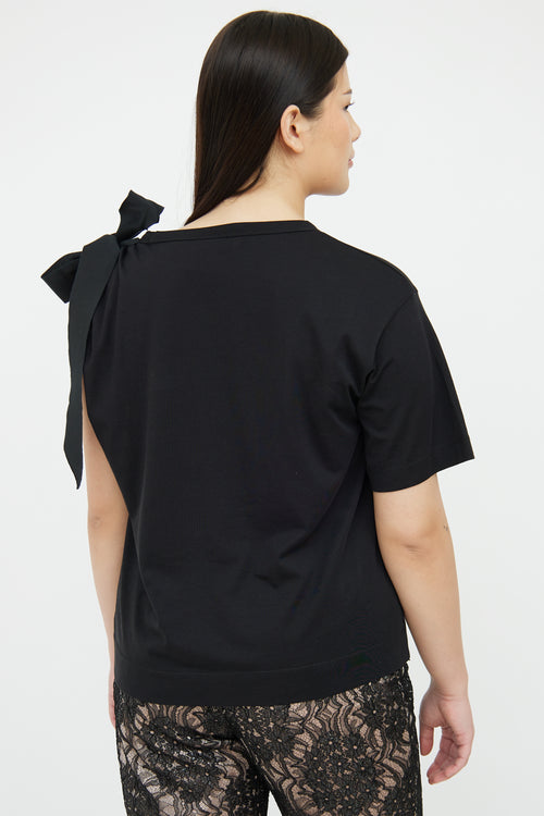 Dries Van Noten Black Cotton Bow Top