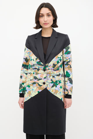 Dries Van Noten 2010 Black 
Multi Cotton Floral Coat