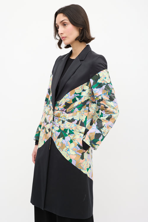 Dries Van Noten 2010 Black 
Multi Cotton Floral Coat