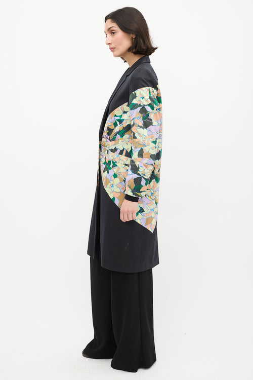 Dries Van Noten 2010 Black 
Multi Cotton Floral Coat