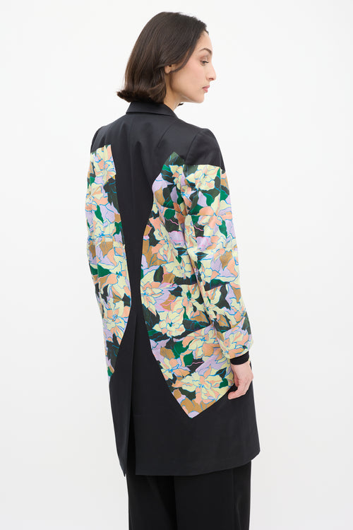 Dries Van Noten 2010 Black 
Multi Cotton Floral Coat