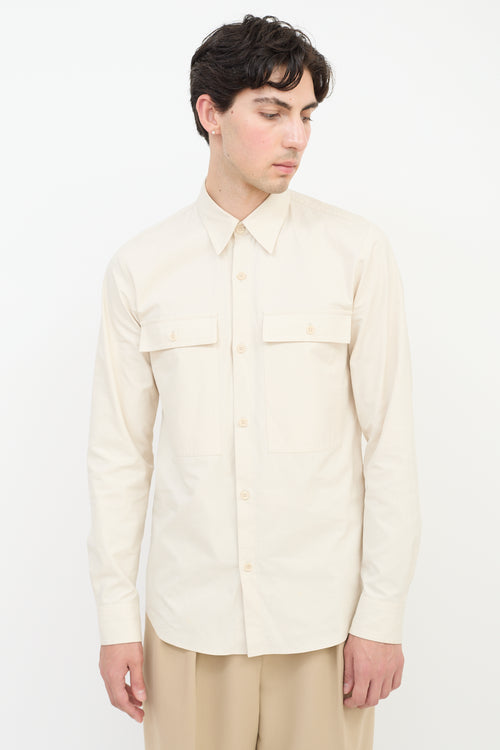 Dries Van Noten Beige Cotton Two Pocket Shirt