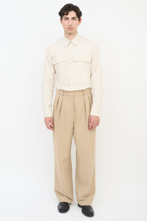 Dries Van Noten Beige Cotton Two Pocket Shirt