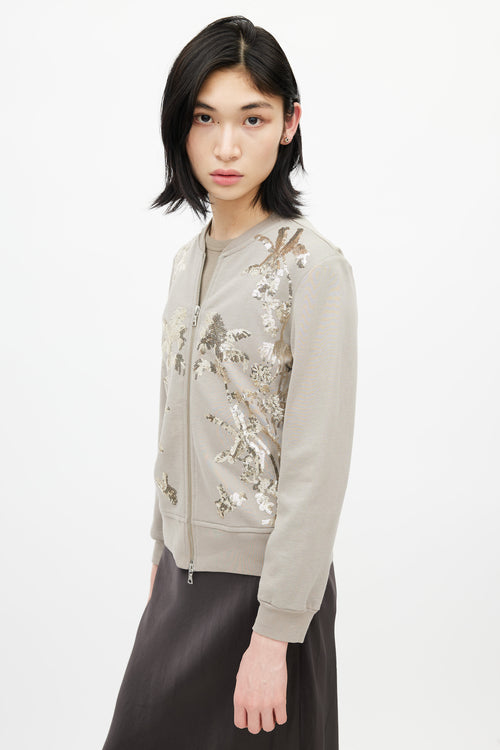 Dries Van Noten Beige 
Gold Sequin Jacket