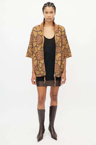 Dries Van Noten Beige 
Multicolour Knit Print Cardigan