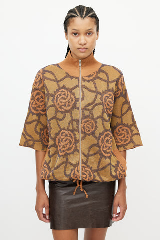 Dries Van Noten Beige 
Multicolour Knit Print Cardigan