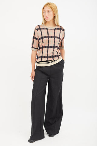 Dries Van Noten Beige 
Multicolour Plaid Knit Top