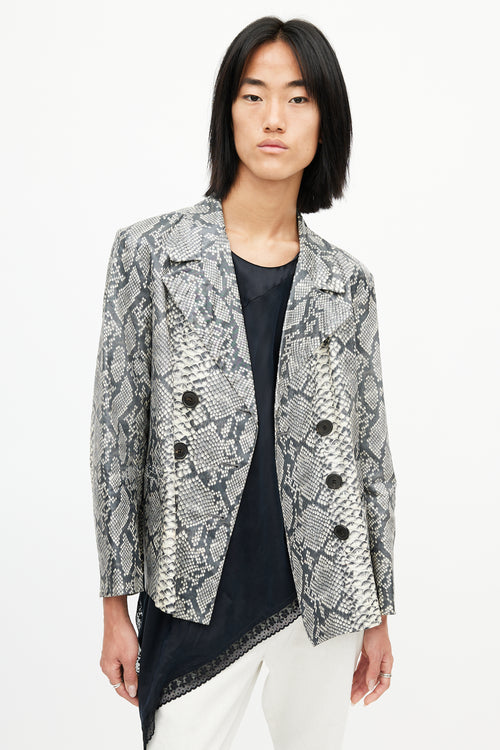 Dries Van Noten Beige 
Multicolour Print Double Breasted Blazer