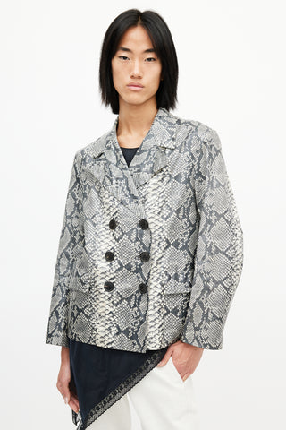 Dries Van Noten Beige 
Multicolour Print Double Breasted Blazer