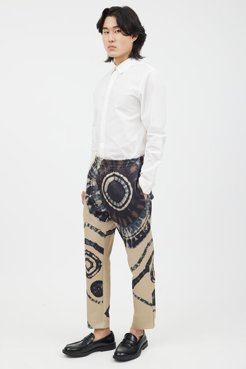 Dries Van Noten FW 2019 Beige Tie Dye Scuba Pant