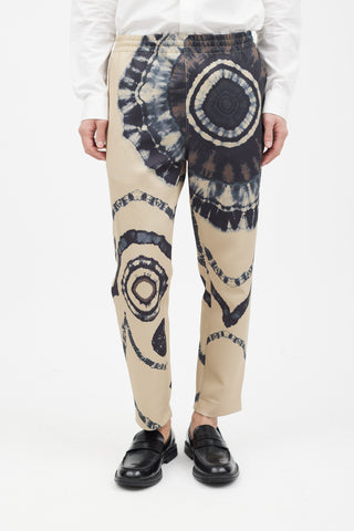 Dries Van Noten FW 2019 Beige Tie Dye Scuba Pant