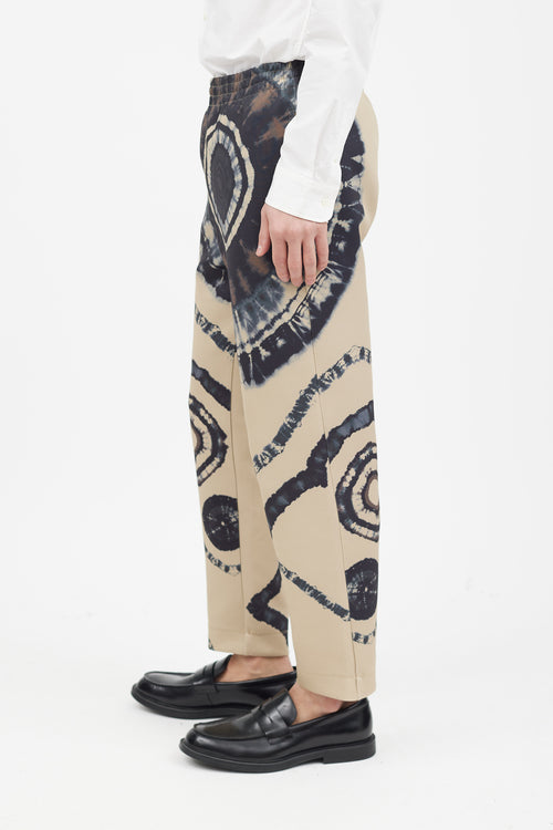 Dries Van Noten FW 2019 Beige Tie Dye Scuba Pant