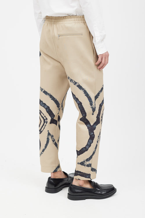 Dries Van Noten FW 2019 Beige Tie Dye Scuba Pant