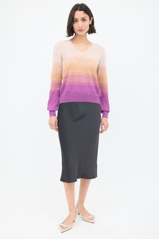 Dries Van Noten Beige 
Purple Cotton Ombré Sweater