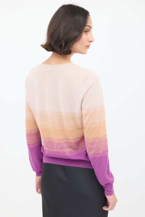 Dries Van Noten Beige 
Purple Cotton Ombré Sweater