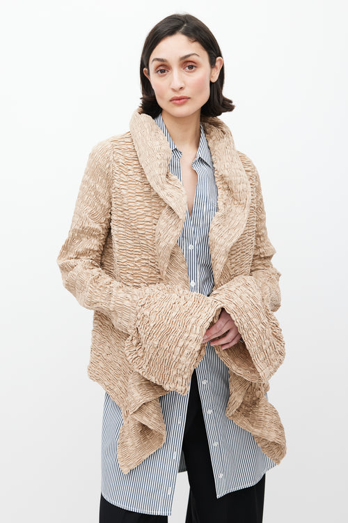 Dries Van Noten Beige Shirred Ruffle Jacket