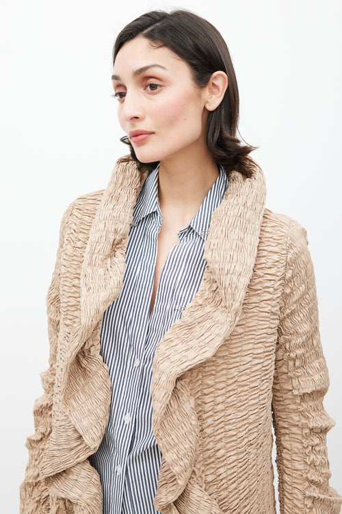 Dries Van Noten Beige Shirred Ruffle Jacket