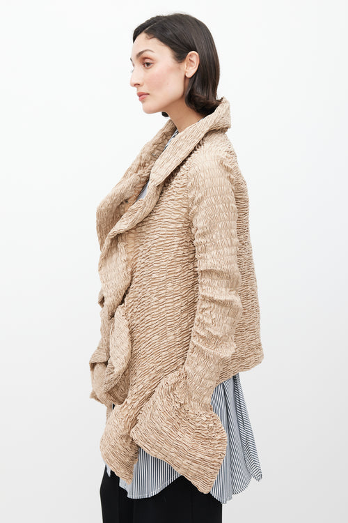 Dries Van Noten Beige Shirred Ruffle Jacket