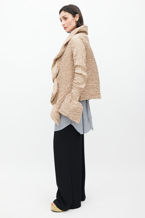 Dries Van Noten Beige Shirred Ruffle Jacket