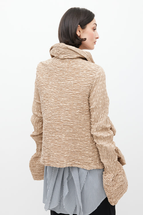 Dries Van Noten Beige Shirred Ruffle Jacket