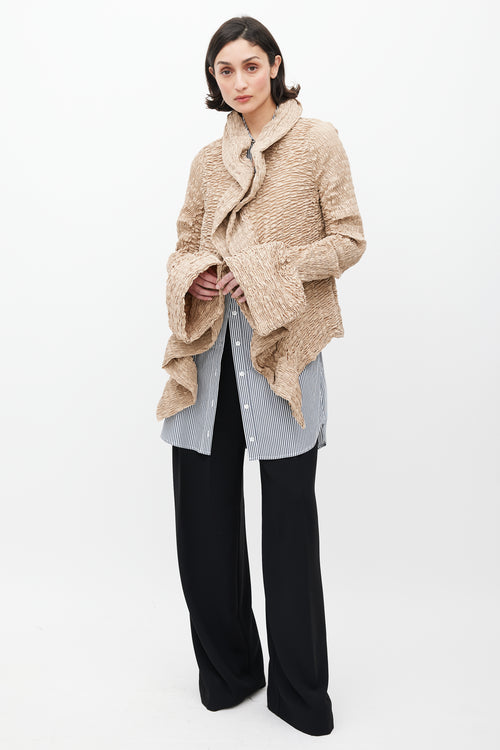 Dries Van Noten Beige Shirred Ruffle Jacket