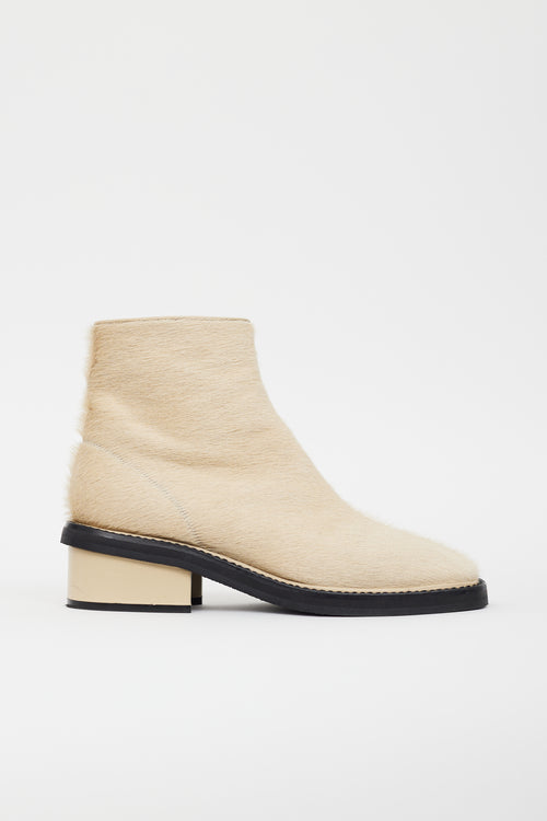 Dries Van Noten Beige Textured Square Toe Boot