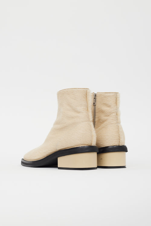 Dries Van Noten Beige Textured Square Toe Boot