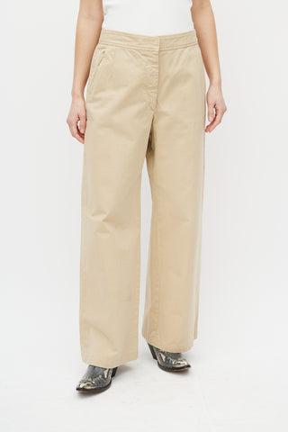 Dries Van Noten Beige Wide Leg Trouser