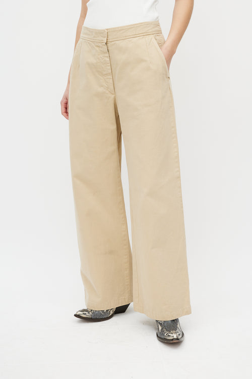 Dries Van Noten Beige Wide Leg Trouser