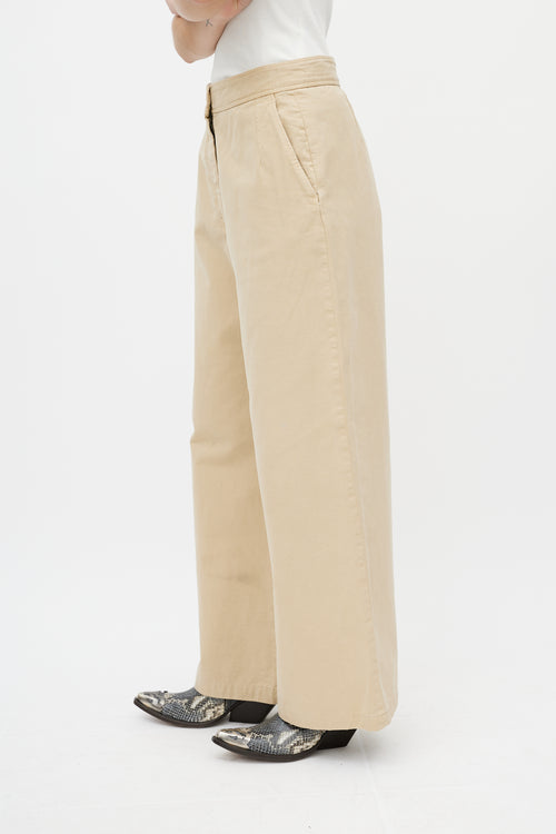 Dries Van Noten Beige Wide Leg Trouser