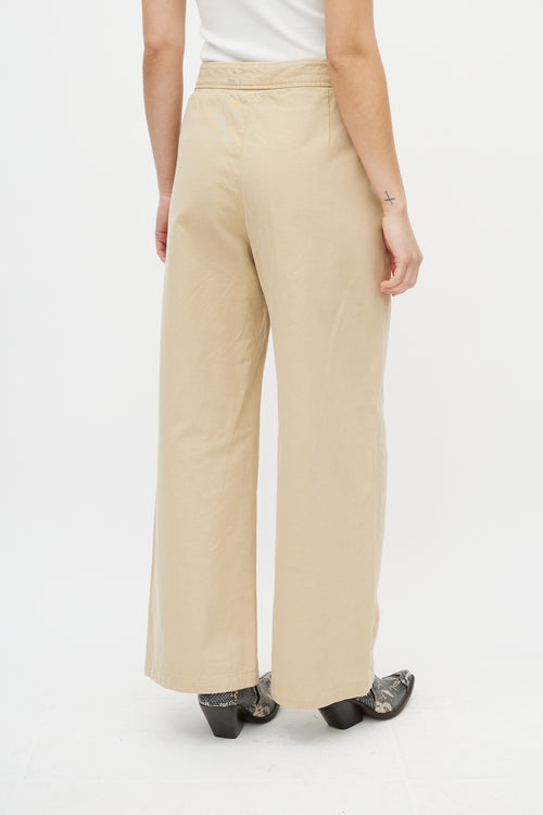 Dries Van Noten Beige Wide Leg Trouser