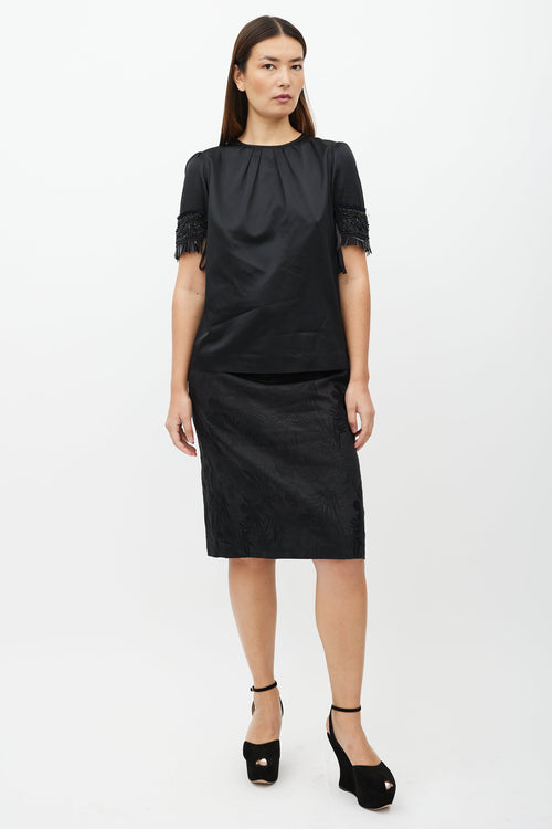 Dries Van Noten Black Embellished Short Sleeve Top