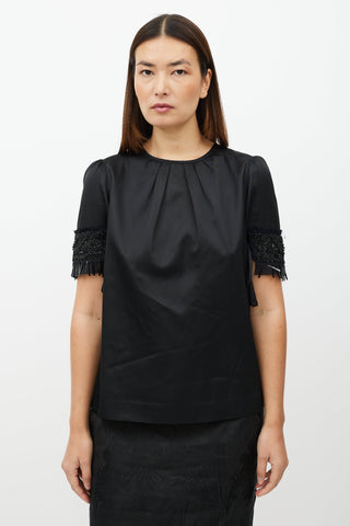 Dries Van Noten Black Embellished Short Sleeve Top