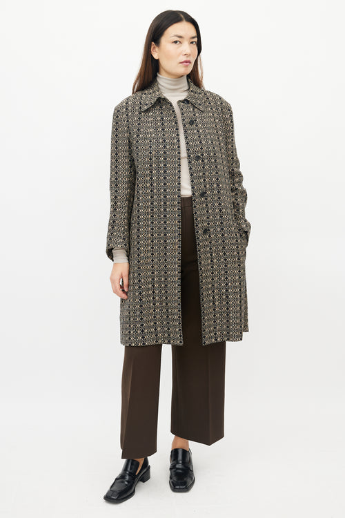 Dries Van Noten Black 
Beige Woven Geometric Jacket