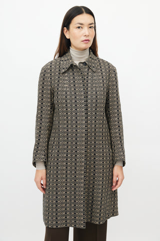 Dries Van Noten Black 
Beige Woven Geometric Jacket