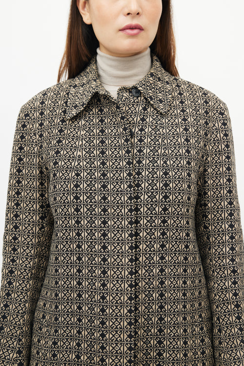 Dries Van Noten Black 
Beige Woven Geometric Jacket