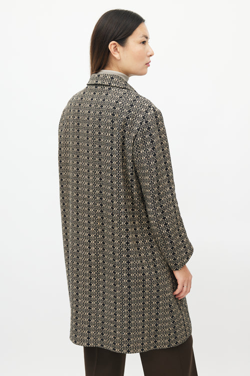 Dries Van Noten Black 
Beige Woven Geometric Jacket