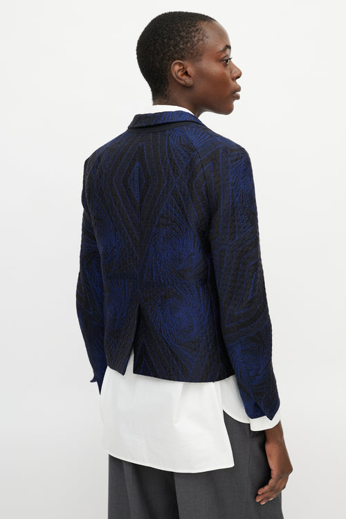 Dries Van Noten Black 
Navy Brocade Blazer